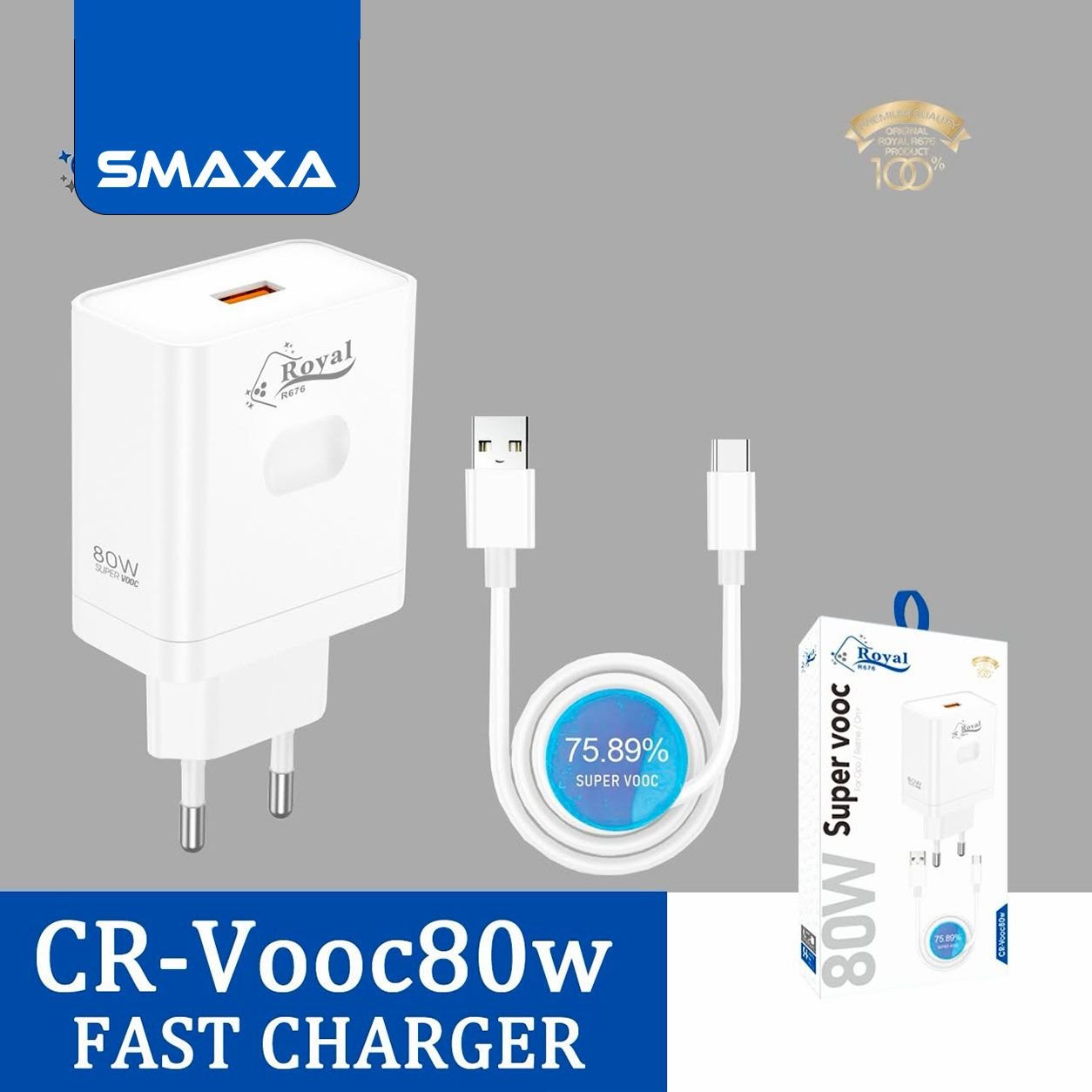 Chargeur 80W Super Vooc USB to Type C