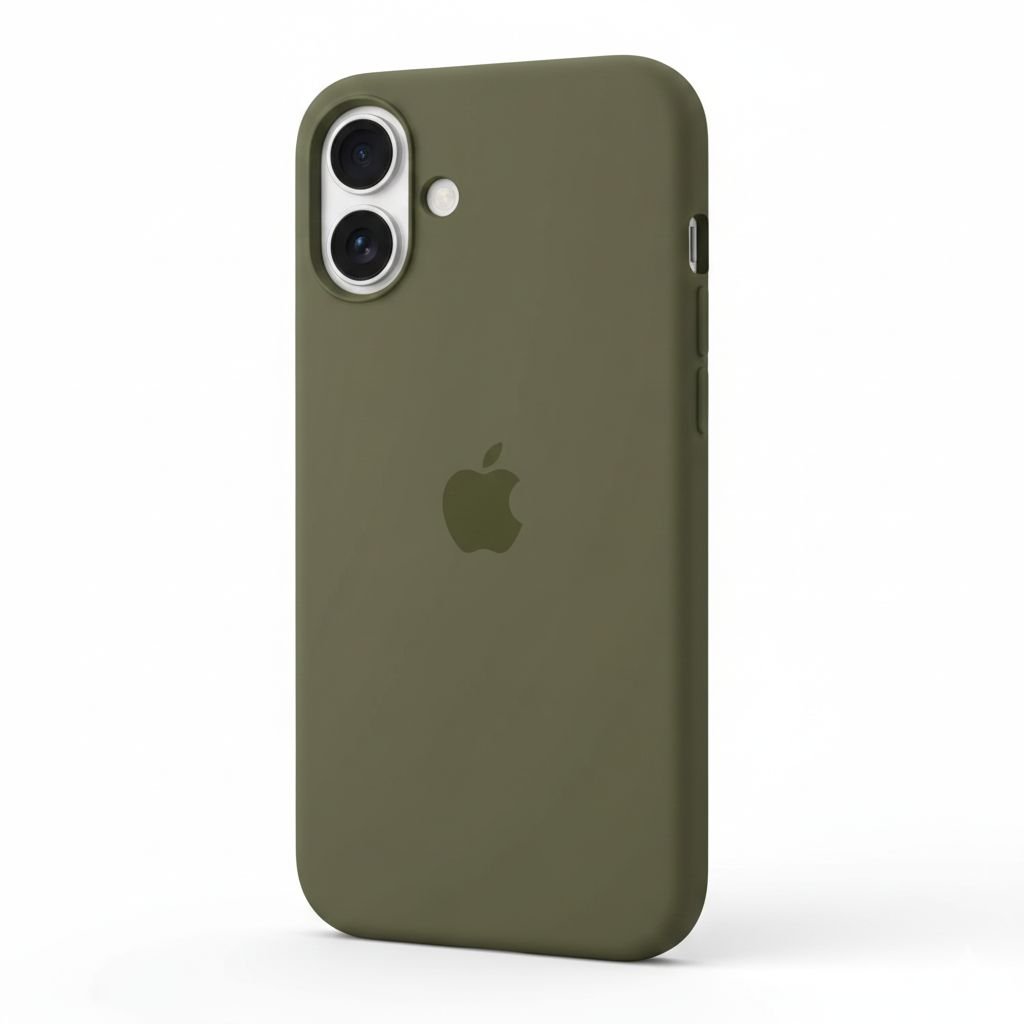 Coque en silicone pour iPhone 16 Plus – Vert Olive