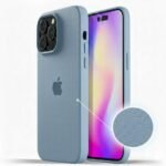 Coque en cuir pour iPhone 14 Pro – Bleu Ciel