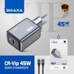 Chargeur GaN VIP 45W Type C to C Pour Phone/Pc/Tab de 45W et moins