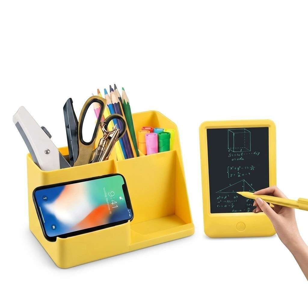Organisateur de Bureau 3-en-1 avec Tablette LCD – Jaune