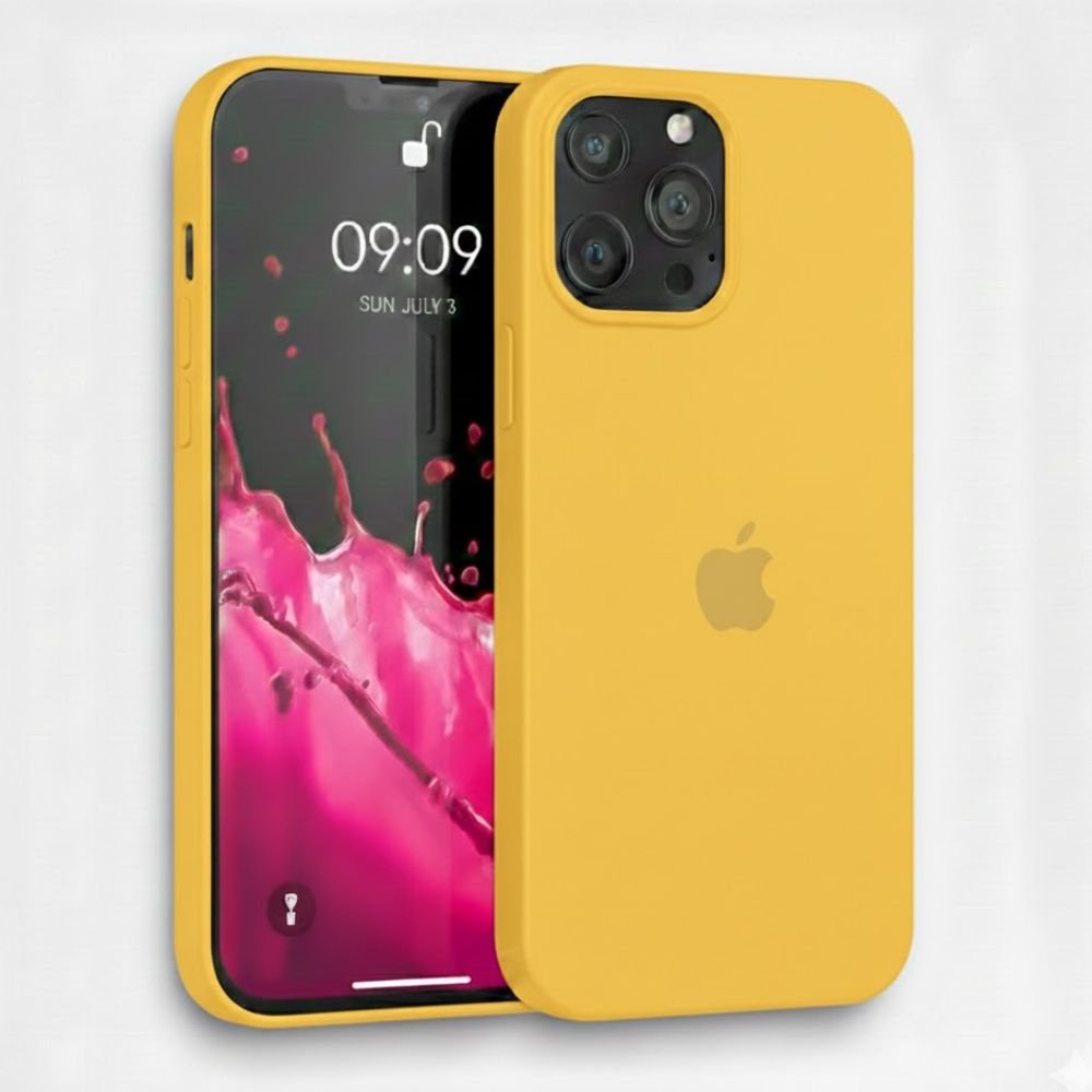 Coque en silicone pour iPhone 13 Pro Max – Jaune Ambré