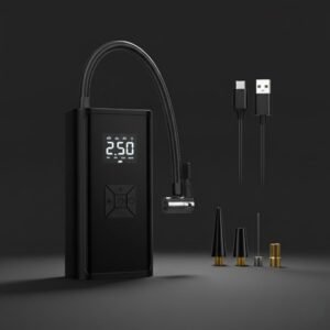 Compresseur d’air portable rechargeable 12 V – Gonfleur de pneus avec batterie intégrée