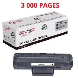 Toner Compatible HP W1106X (106X) – Cartouche Laser Noir Haute Capacité – Pour HP Laser 107a/107w/107r & MFP 135a/135w/137fnw – 3000 Pages