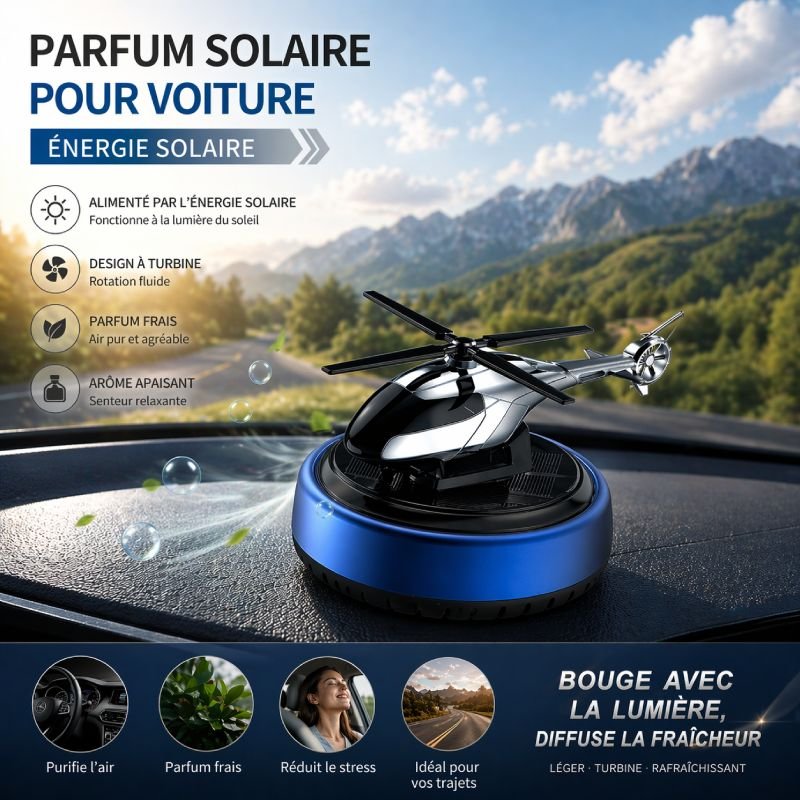 Diffuseur de Parfum Voiture Solaire – Design Hélicoptère Turbine