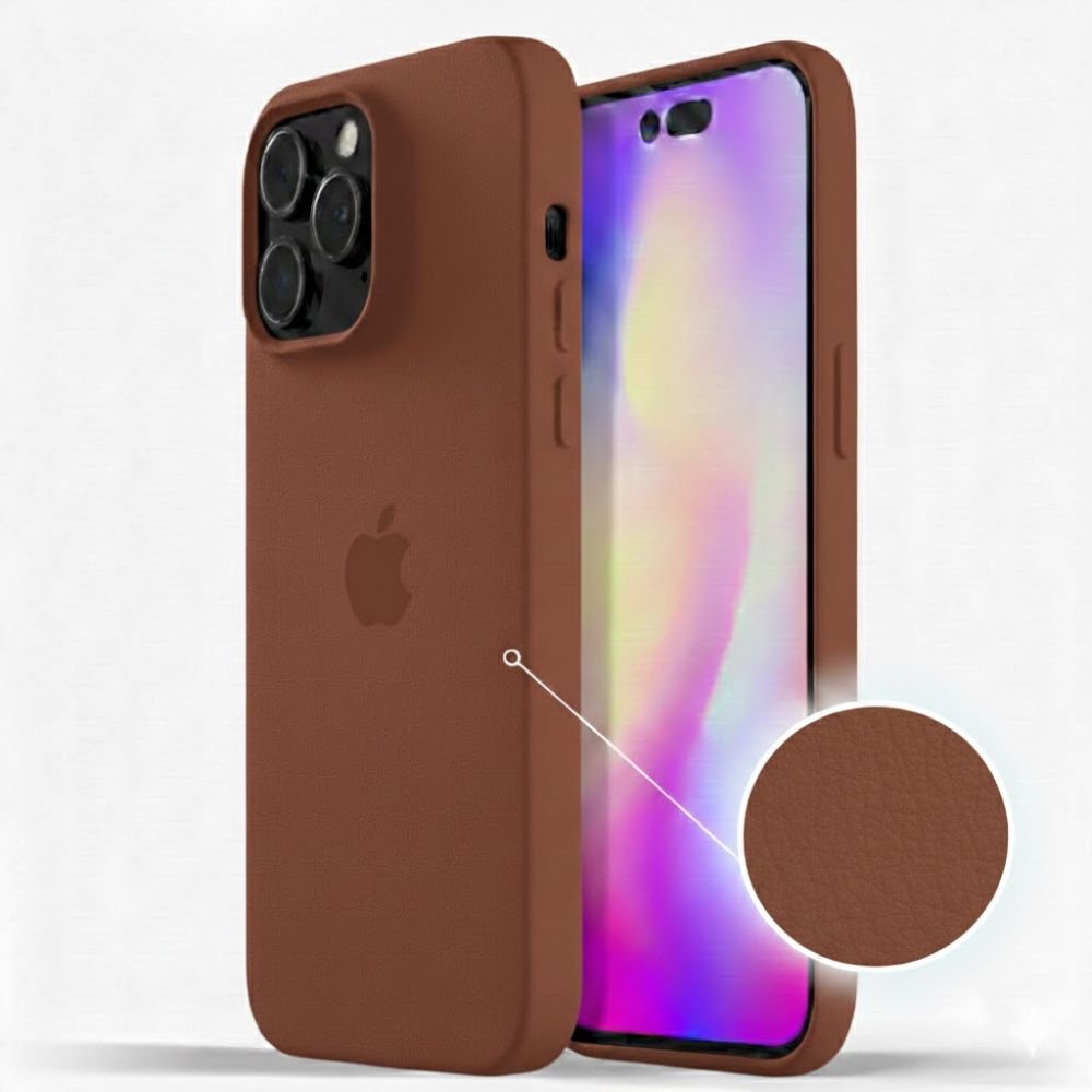 Coque en cuir pour iPhone 14 Pro – Marron Classique