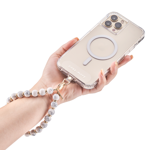 Case-Mate Phone Charm - Beaded White Marble