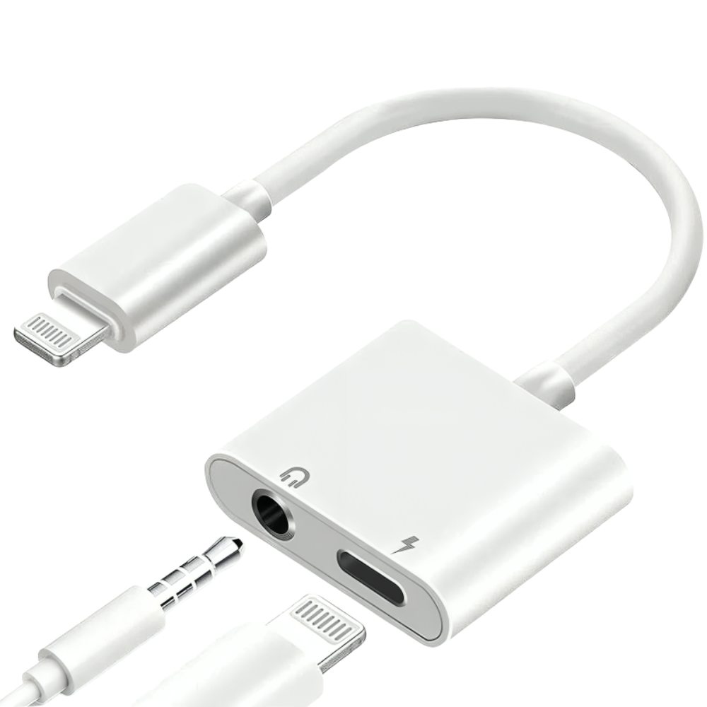 Adaptateur iPhone 2 en 1 – Lightning to 3.5mm Jack + Simultaneous Chargeur