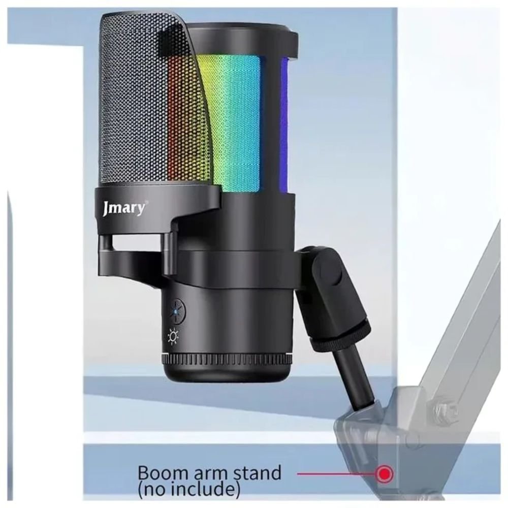 Microphone Jmary MC-PW13 RGB Professionnel avec Support de Bureau