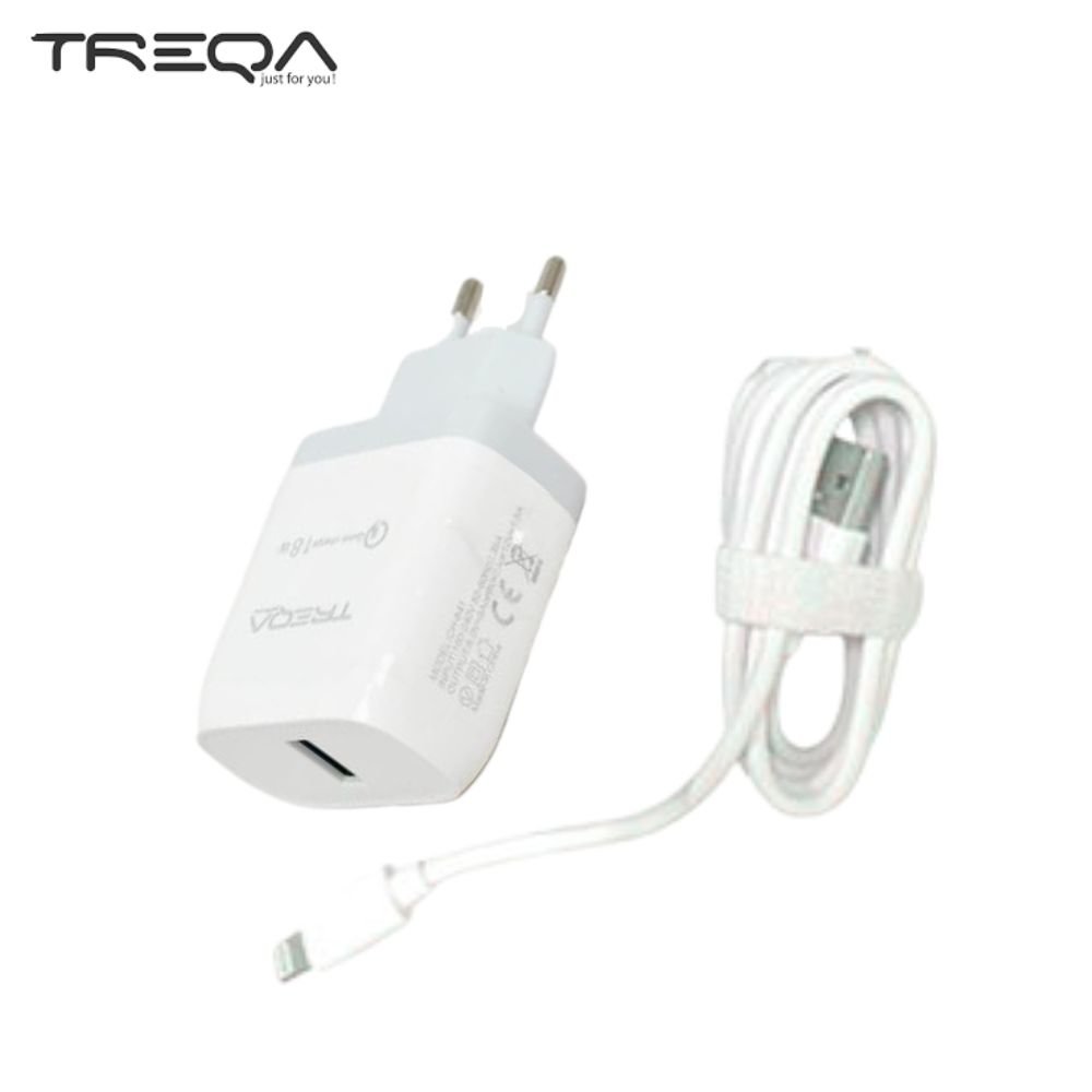 CHARGEUR RAPIDE TREQA 18W CH-641 AVEC CABLE IPHONE