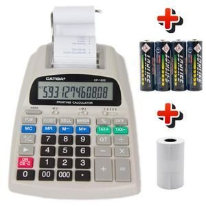 Catiga Calculatrice À Ruban 12 Chiffres CP-1800 – Impression Commerciale Rapide – Fonction Taxes – Bureau & Comptabilité – Piles AA Incluses (Blanc)