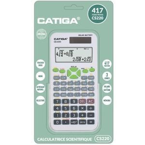 Catiga Calculatrice Scientifique – 417 Fonctions, Écran 12 Chiffres, Alimentation Solaire & Pile, Modèle CS220