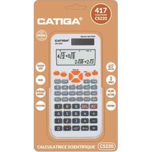 Catiga Calculatrice Scientifique – 417 Fonctions, Écran 12 Chiffres, Alimentation Solaire & Pile, Modèle CS220