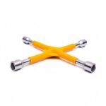 Clé en Croix 4 Douilles 17 / 19 / 21 / 23 mm – Outil Robuste pour Roues de Voiture