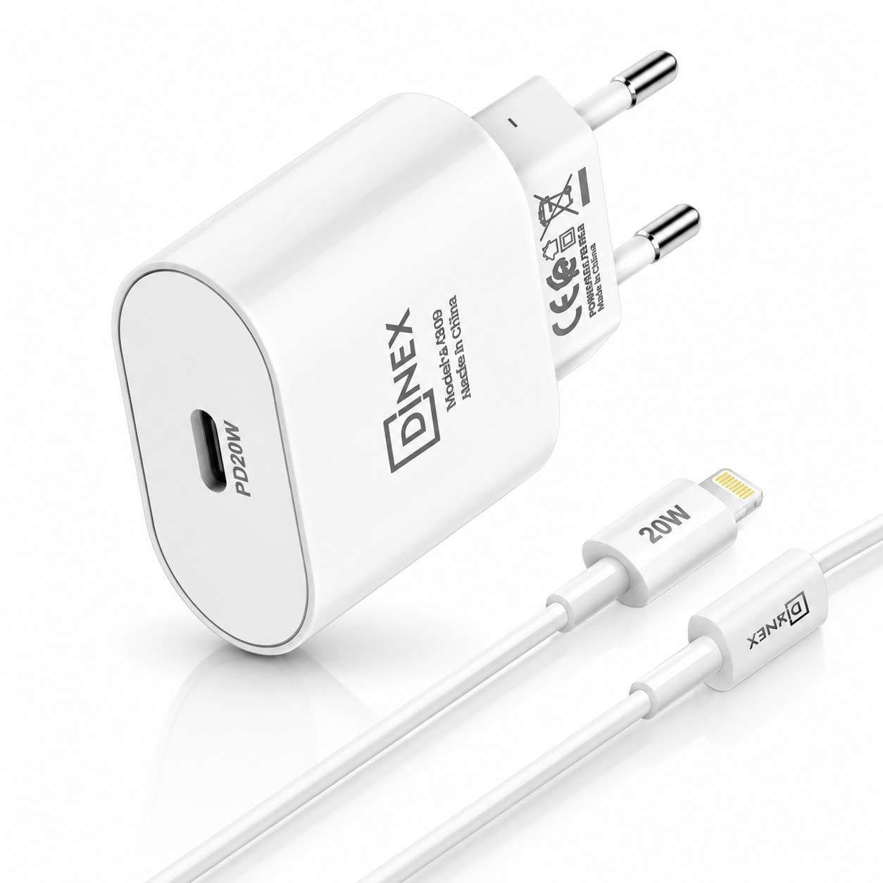 Chargeur Rapide DINEX A309 PD 20W USB-C + Câble de Charge Lightning