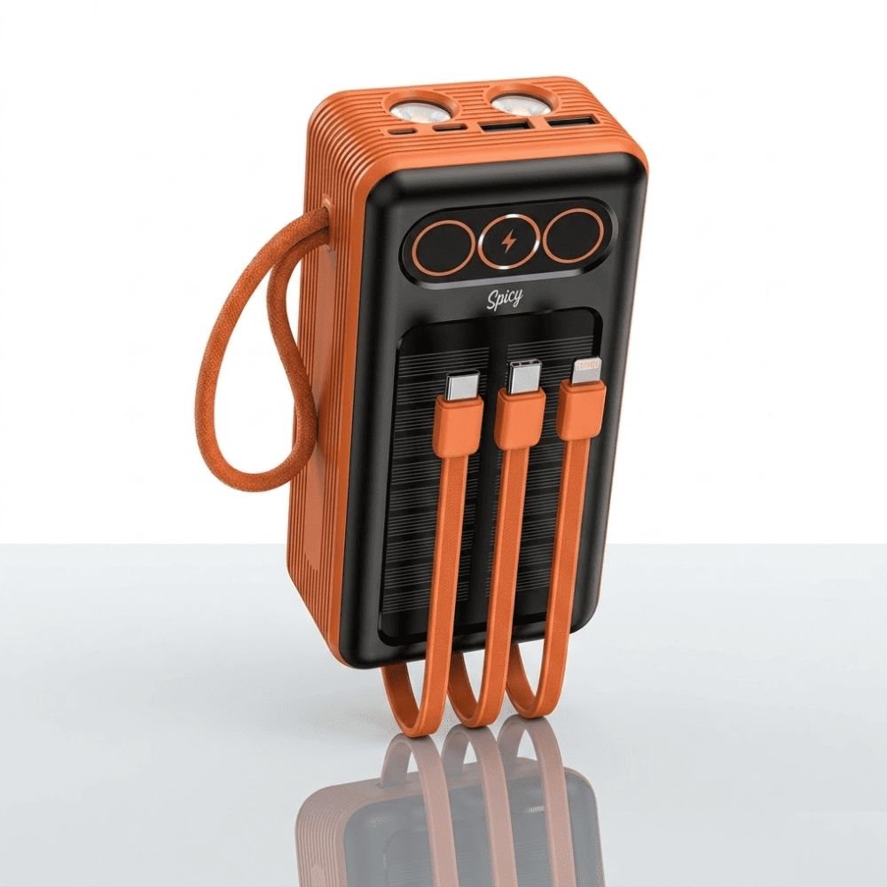 Batterie externe solaire Spicy 30 000 mAh Noir-Orange