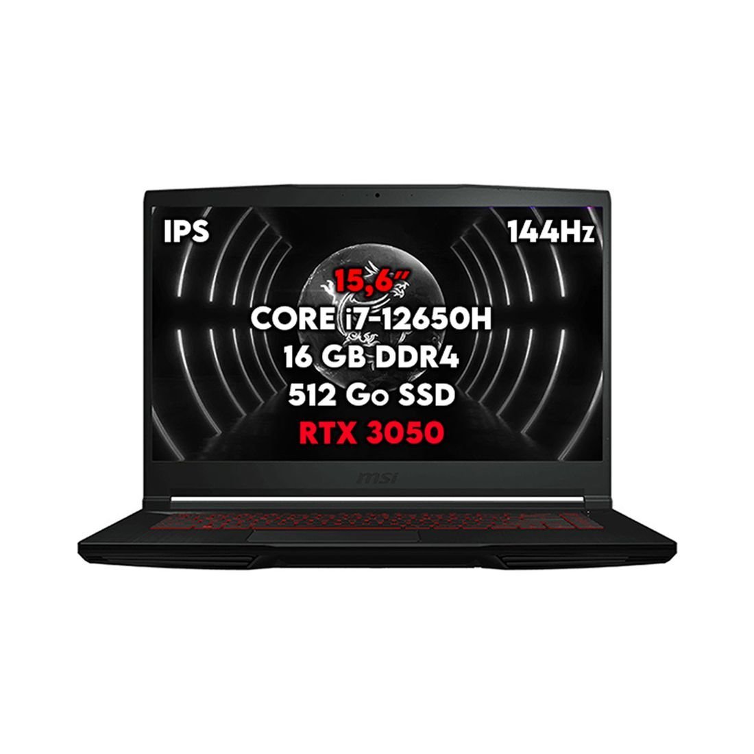 PC PORTABLE MSI THIN GF63 12UC I7-12650H 2X8GB 512GB NVME PCIE SSD GEN4X4 RTX 3050 4GB 15.6" FHD 144HZ IPS