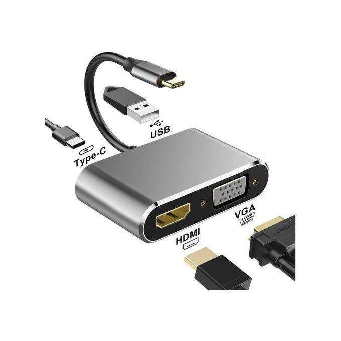 Adaptateur Hight Qaulity Type C 4 in 1 HDMI+VGA+USB 3.0+DP