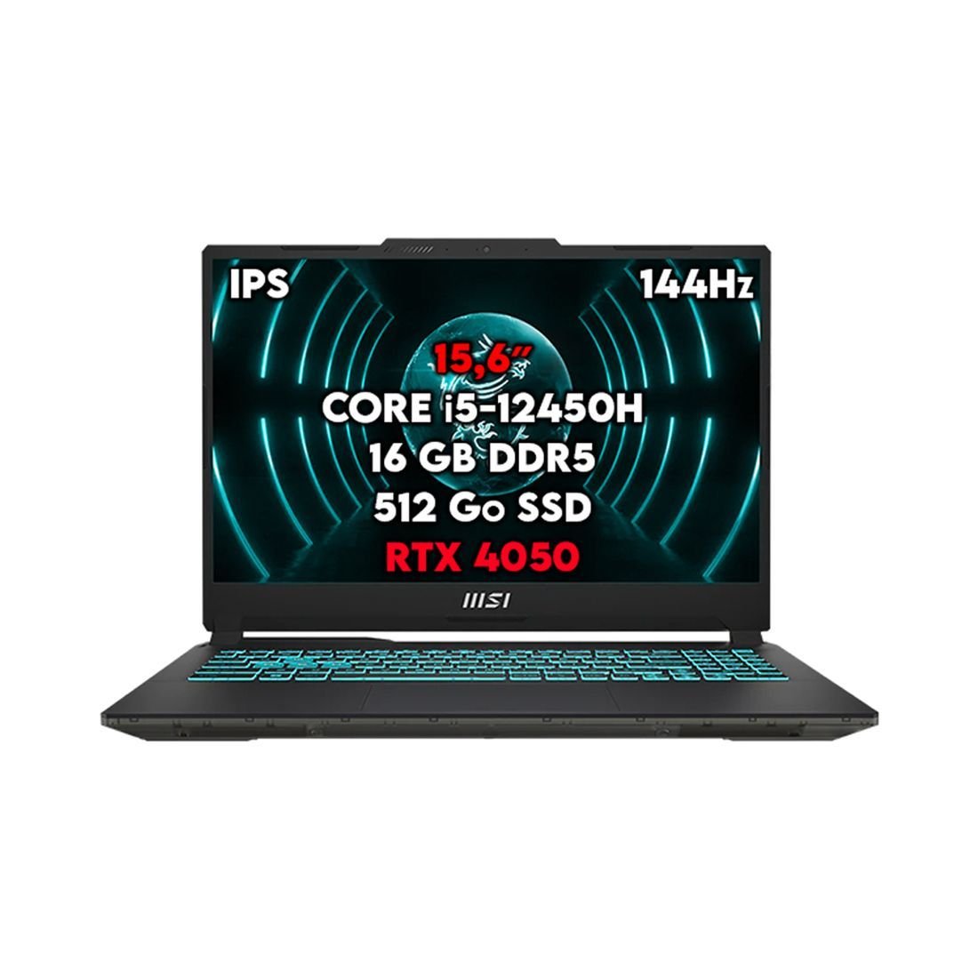 PC PORTABLE MSI CYBORG 15 A12VE I5-12450H 2X8GB 512GB NVME PCIE SSD GEN4X4 RTX 4050 6GB 15.6" FHD 144HZ IPS