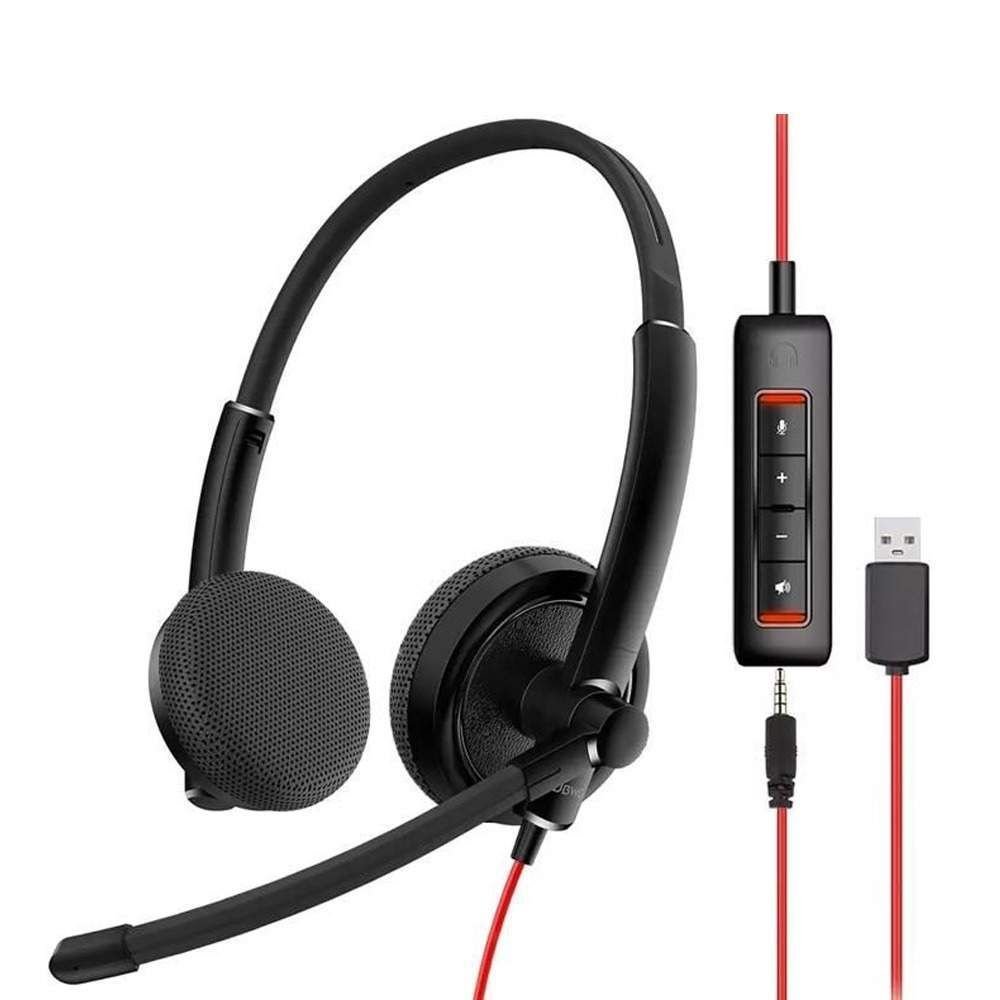 Casque pour call center USB à suppression de bruit Casque d'ordinateur 3,5