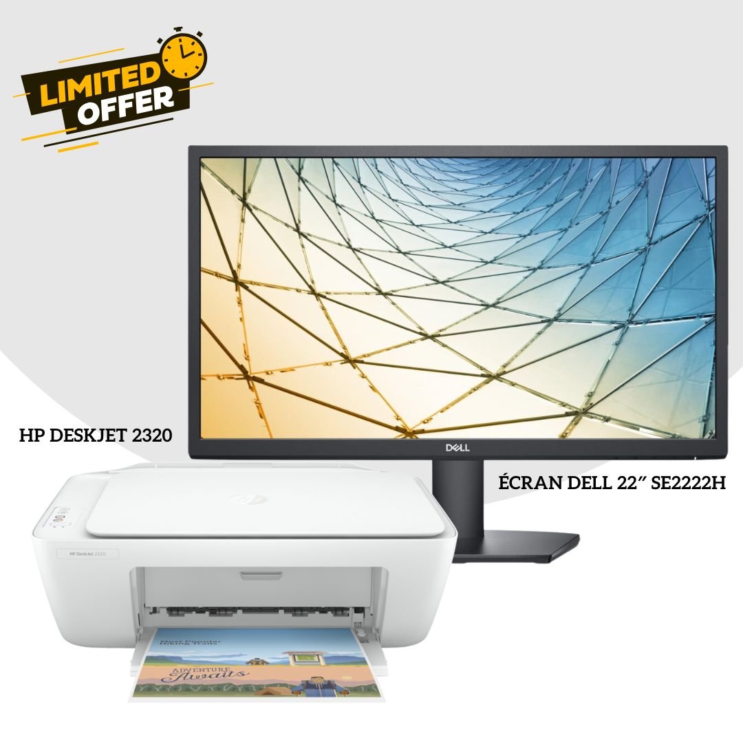 Pack Écran 22 Dell SE2222H + Imprimante DeskJet 2320