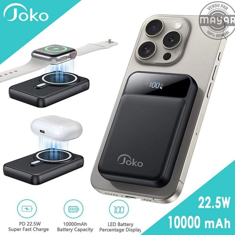 Power Bank - Magnétique 10000mAh (Sans fil 22.5W) - Joko jk-p02
