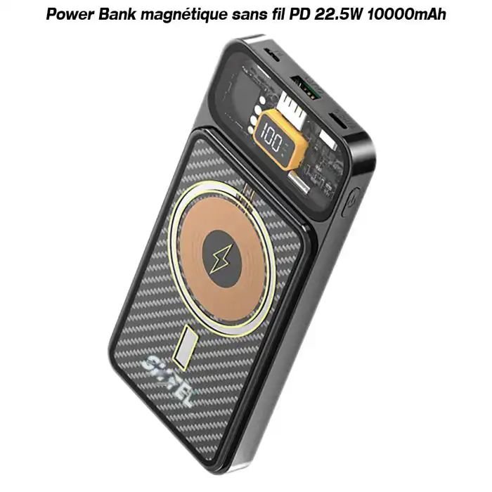 Power Bank magnétique sans fil PD 15W - 22.5W - 10000mAh
