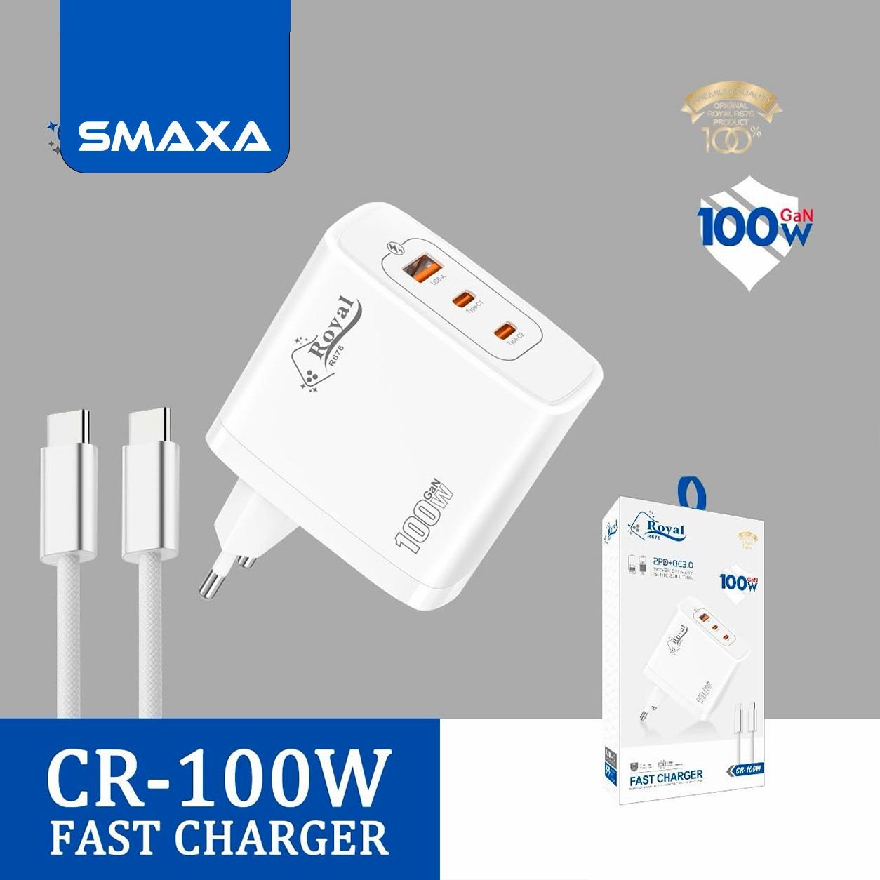 Chargeur 100W Fast charge avec cable Type C to Type C