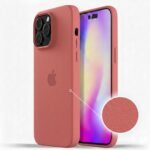 Coque en cuir pour iPhone 14 Pro – Rouge Clair