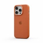 Coque en cuir pour iPhone 15 Pro Max – Orange Brûlé