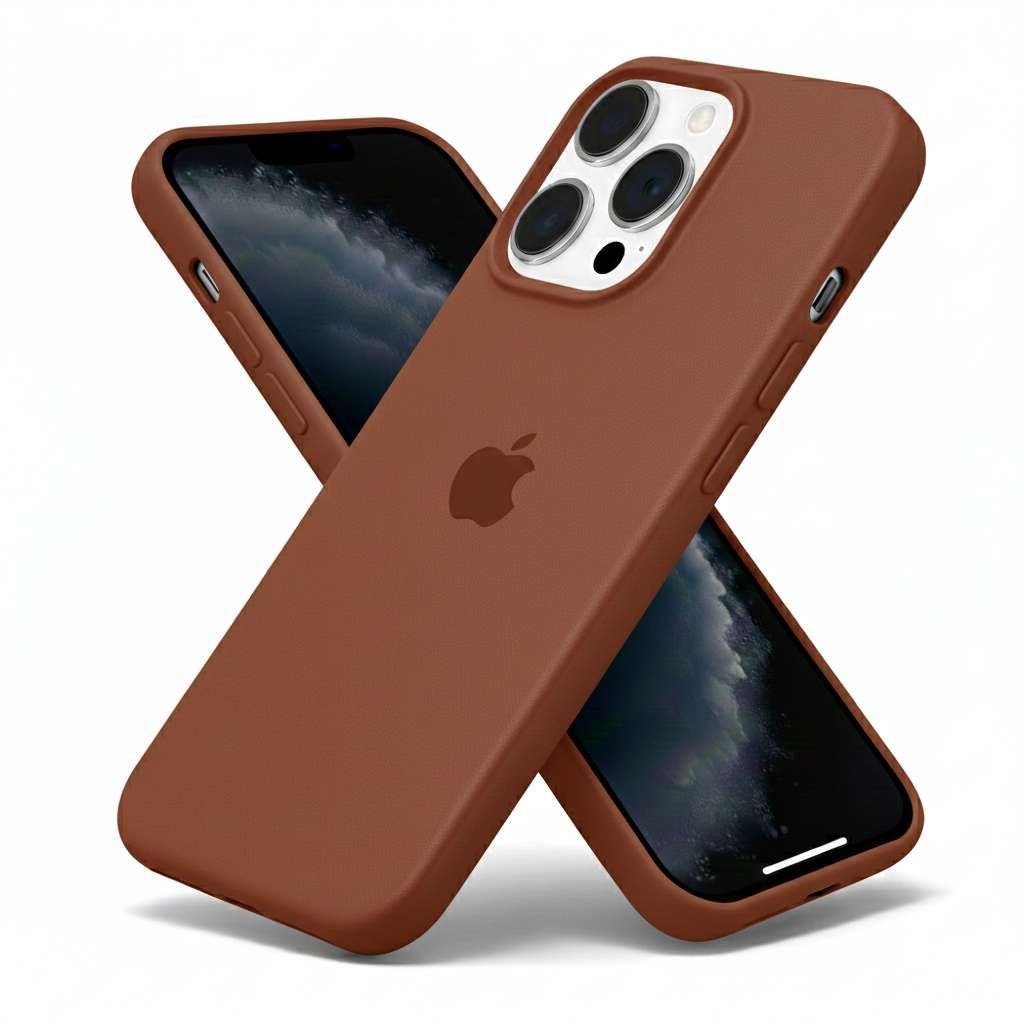 Coque en silicone pour iPhone 15 Pro – Marron
