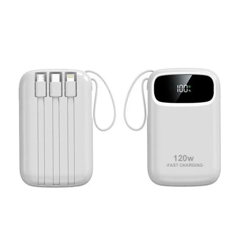 Batterie externe blanche 10 000 mAh 120 W à charge rapide
