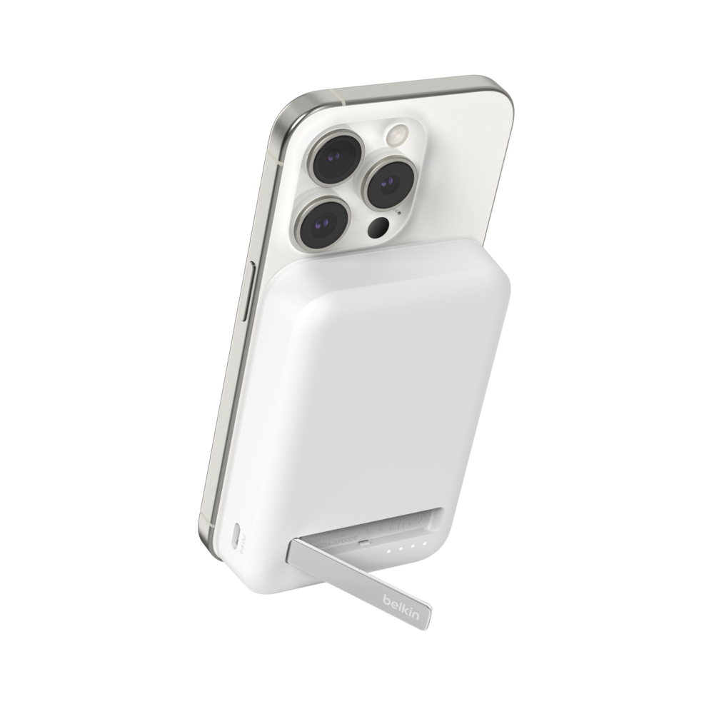 Belkin BoostCharge Qi2 Magnetic 15W Wireless Power Bank 10K + Stand, for iPhone White