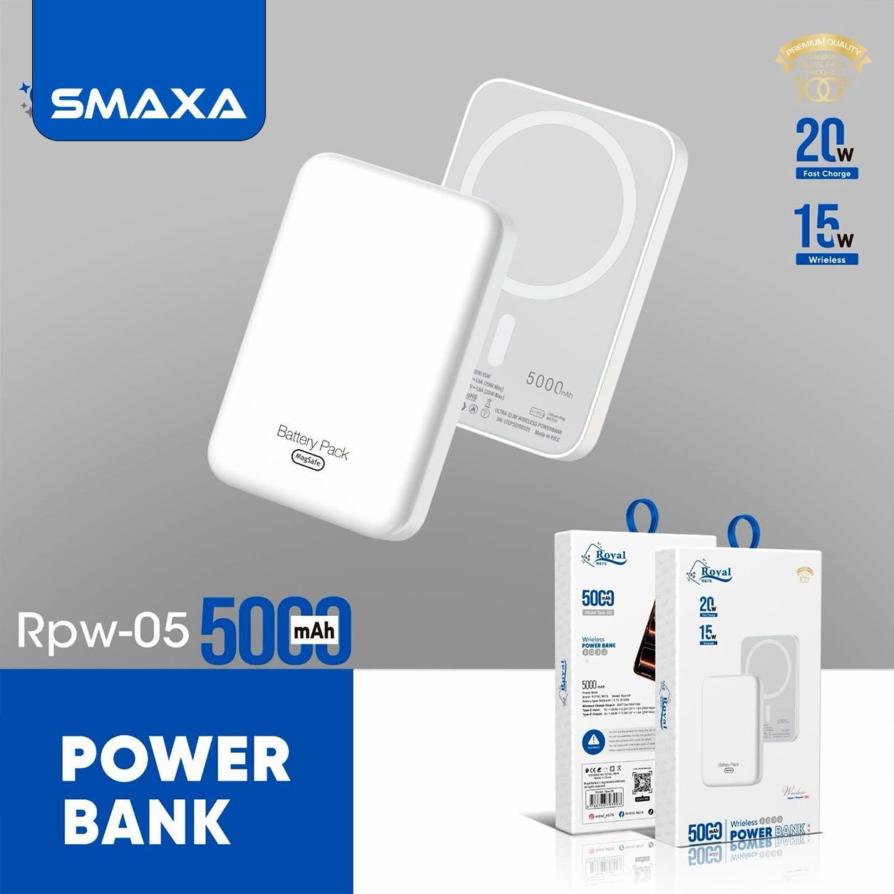Power Bank Wireless 5000mAh