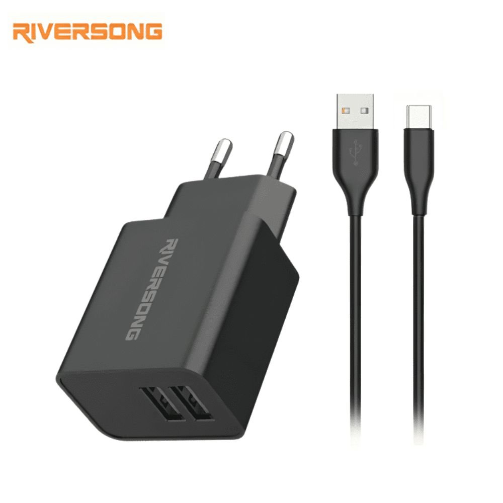 Chargeur Riversong SafeKub D2 Dual Ports USB + Câble USB Vers USB-C