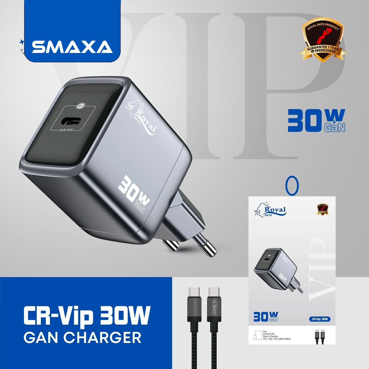 Chargeur GaN VIP 30W Type C to Type C